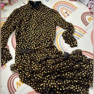 Saloni polka dot black and yellow US 2 dress